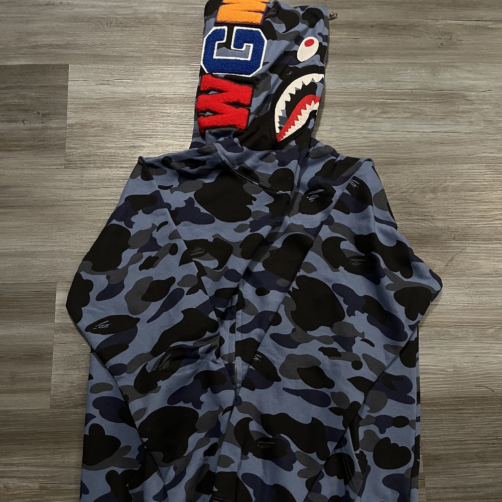 Blue Bape Hoodie Size M